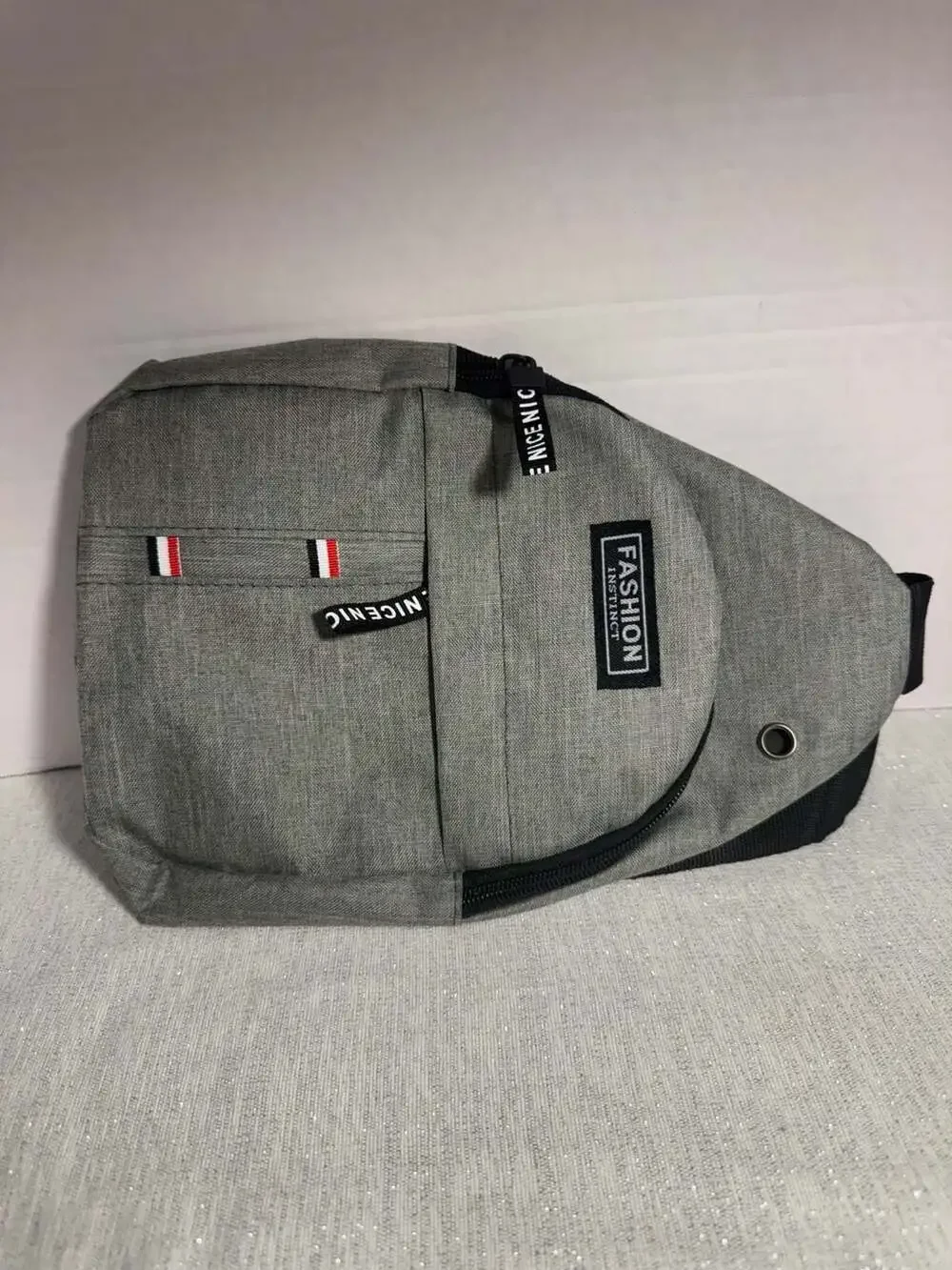 Fashion Instinct Gray Sling Crossbody Chest Bag with Earphone Hole